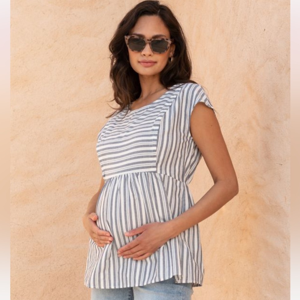 Seraphine Cotton Stripe Maternity and Nursing top